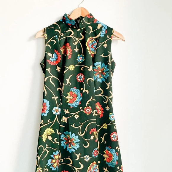 Vintage Boho  Colourful Madarin Collar Sleeveless Maxi Dress - Picture 6 of 6